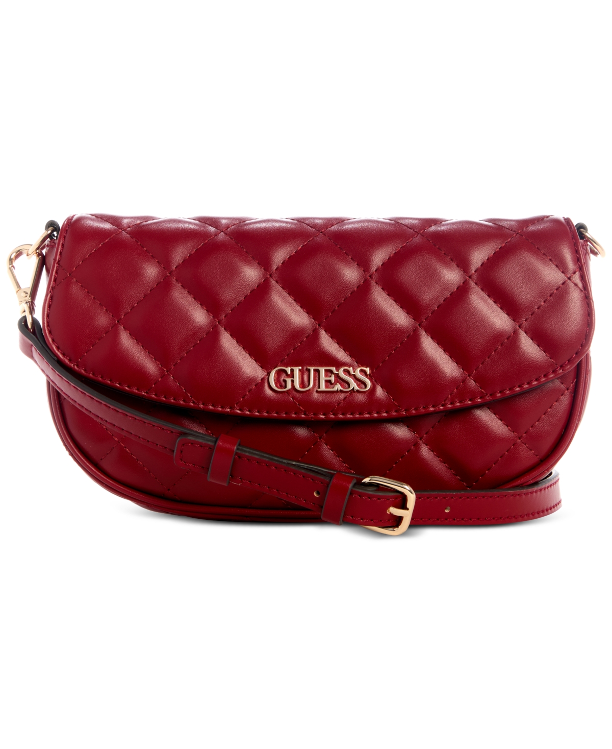 Guess Tinsley Small Quilted Flap Shoulder Bag In Red