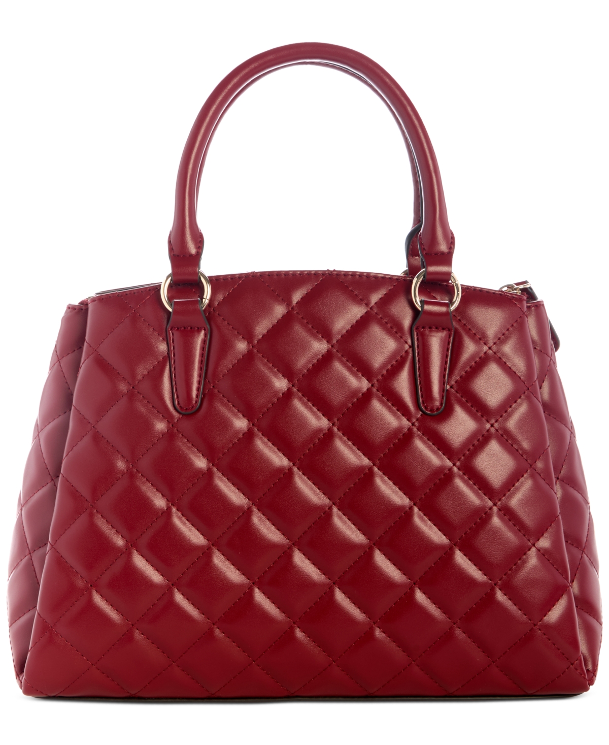 Guess Tinsley Medium Quilted Three Compartment Satchel In Red