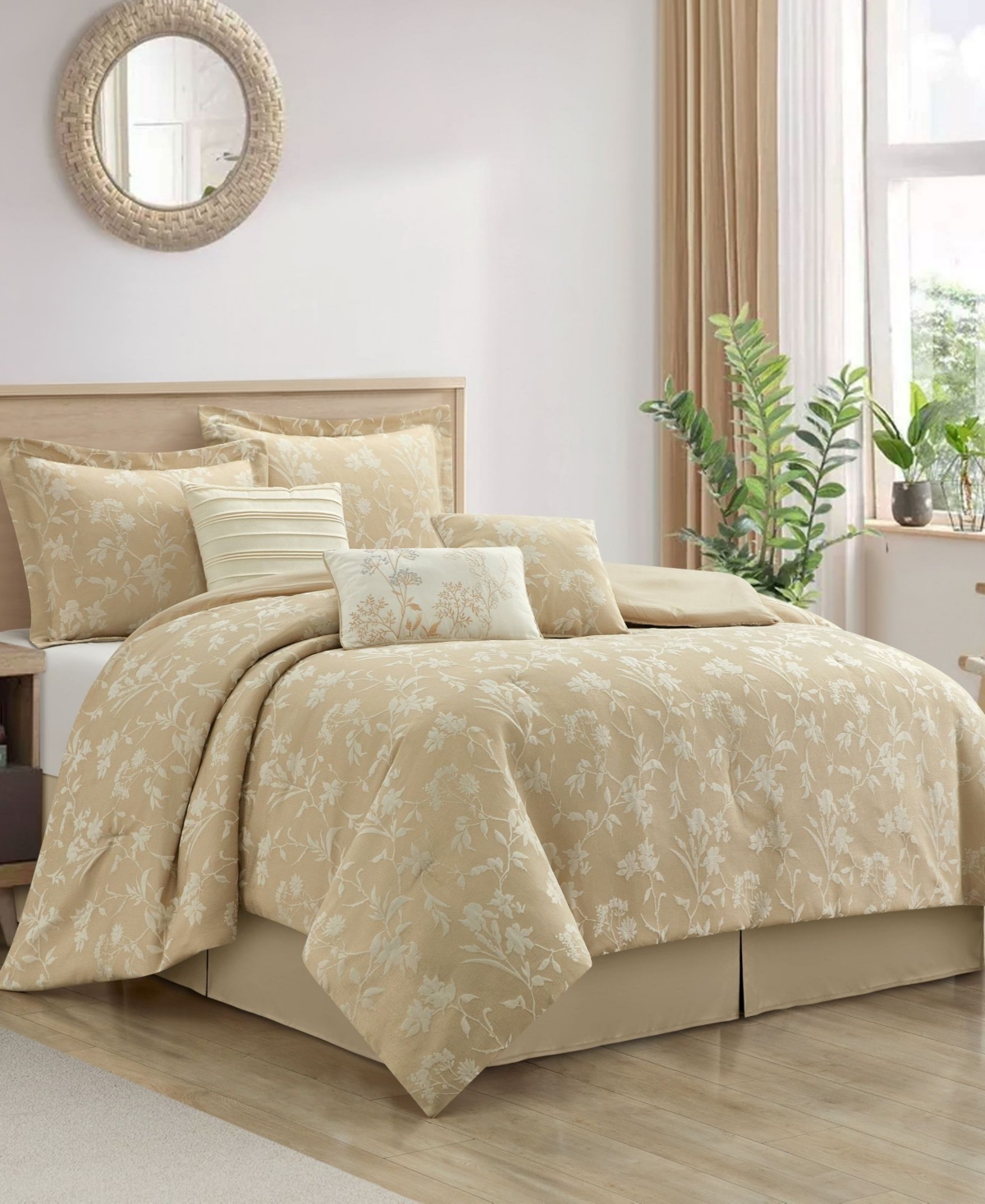 Stratford Park Sahira Floral 7-pc. Comforter Set, King In Gold
