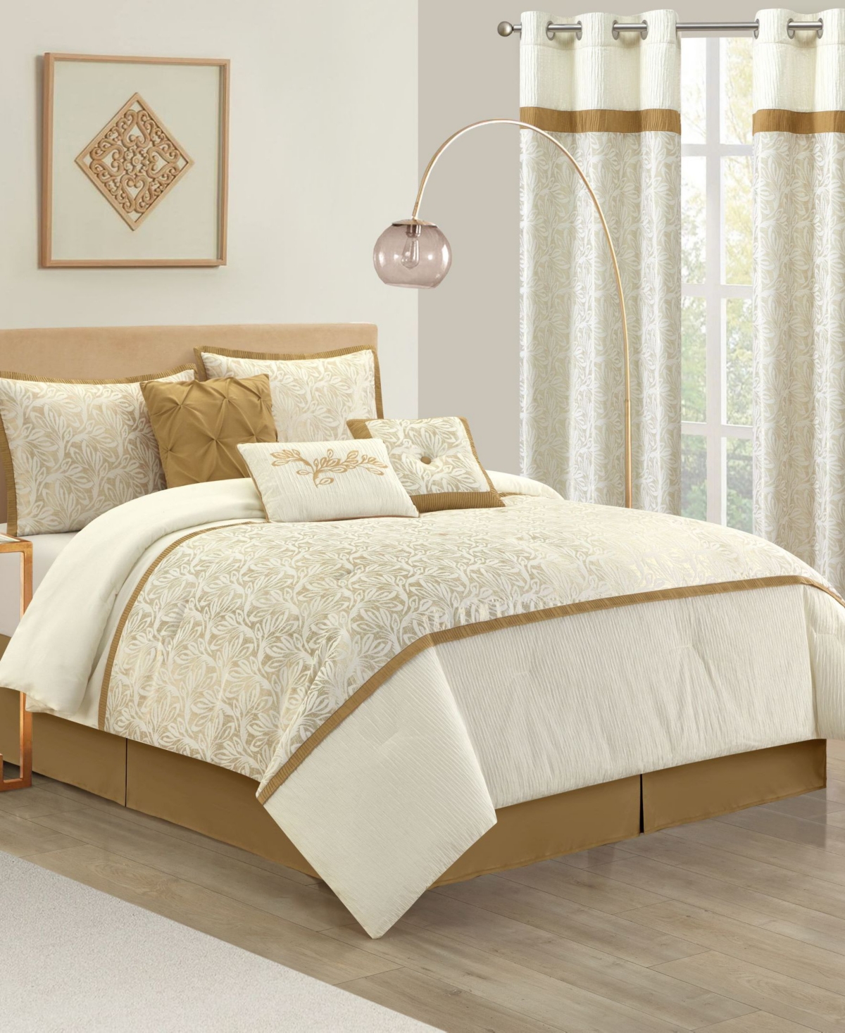 Stratford Park Marisella Leaves 9-pc. Comforter Set, California King In Gold