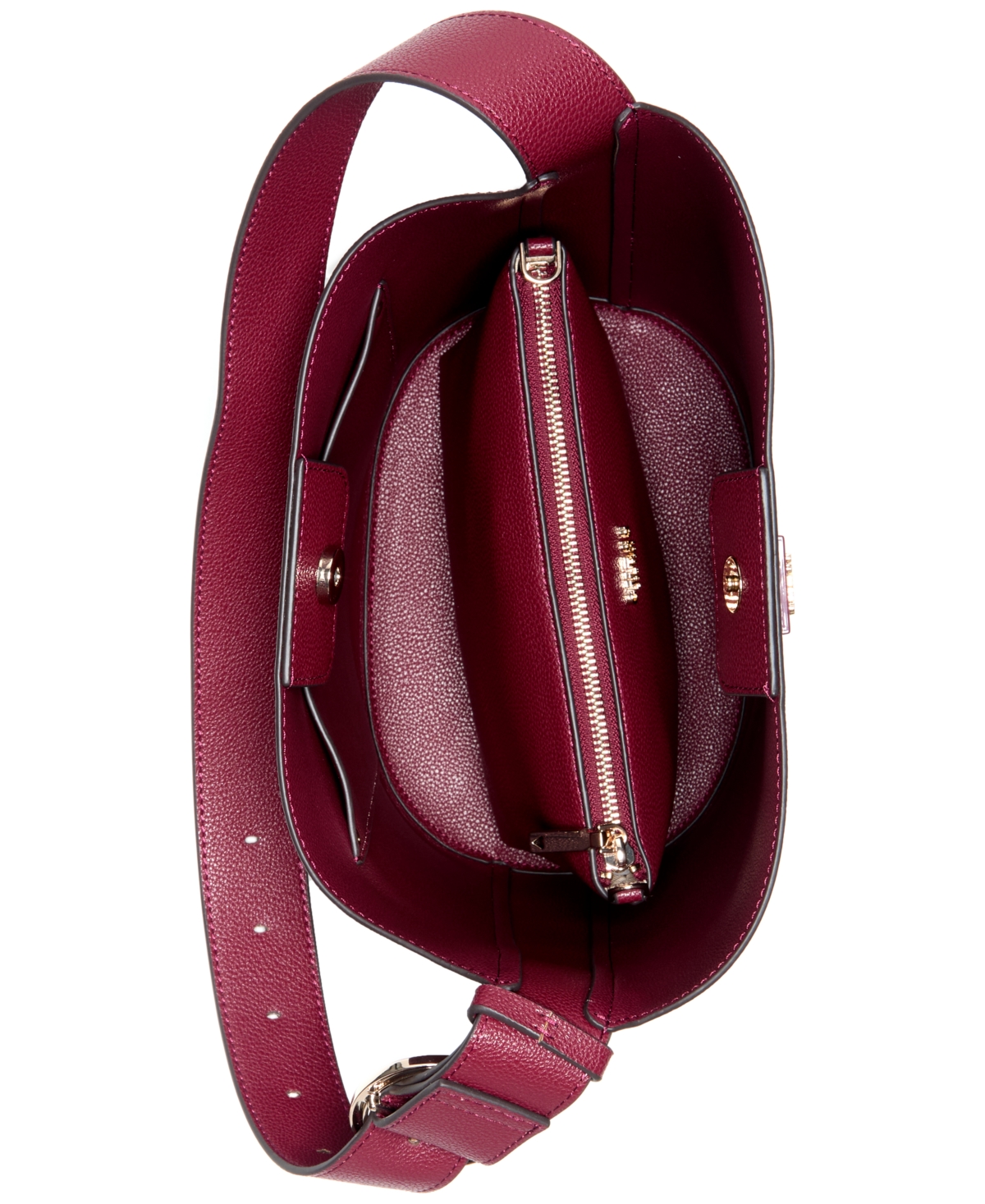 Guess Meridian Ii Medium Bucket Bag In Burgundy