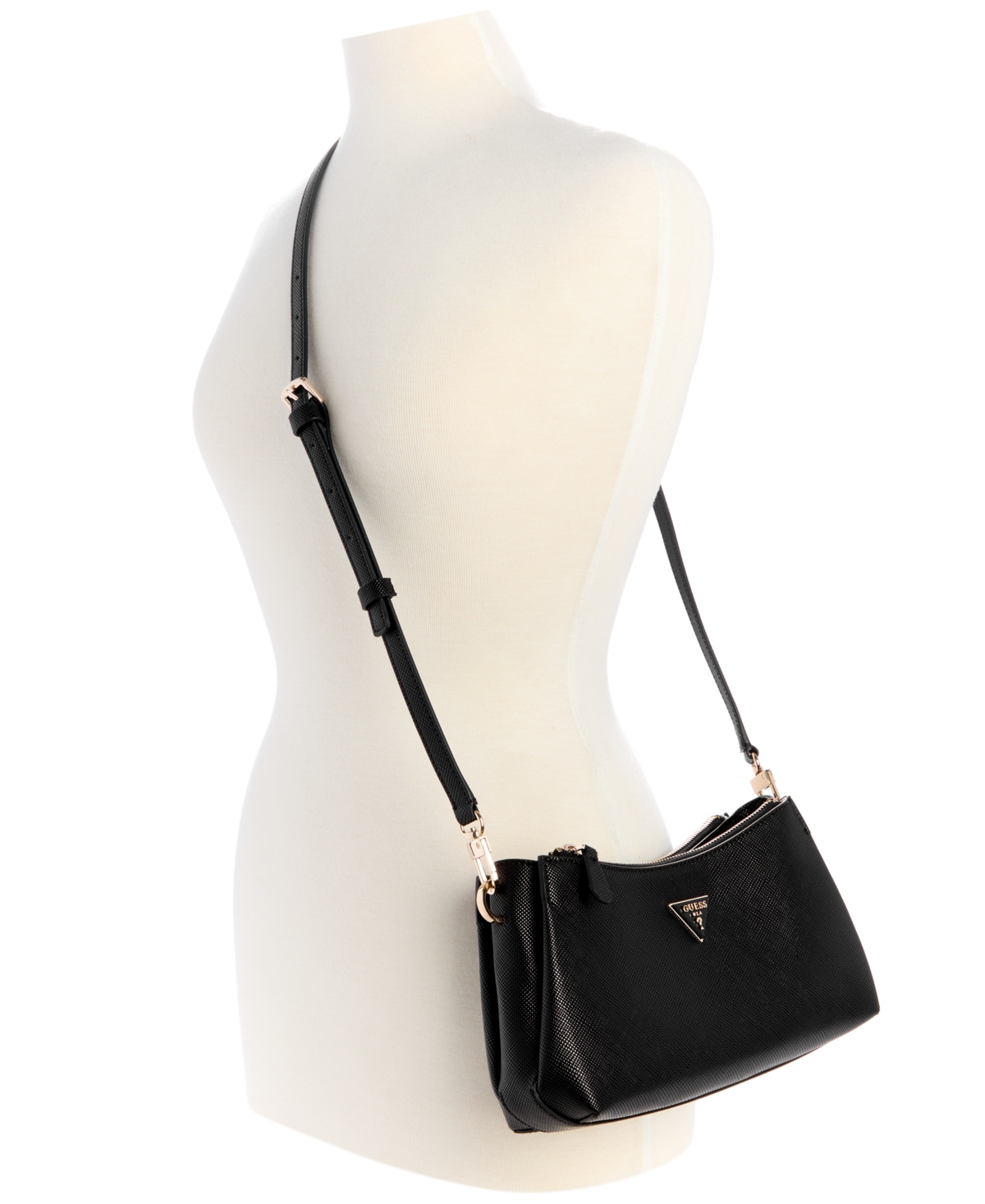 Guess Noelle Ii Small Three Compartment Crossbody In Black