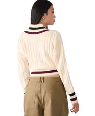 Women's Addison V-Neck Varsity Cable Sweater