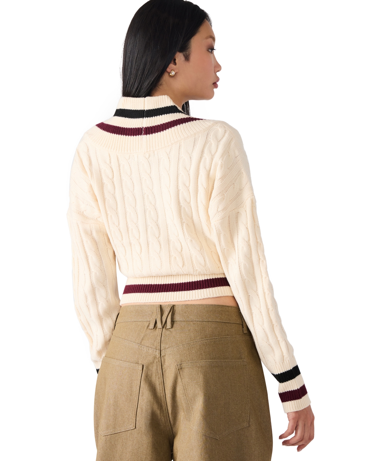 Steve Madden Addison Contrast Stripe Sweater In White