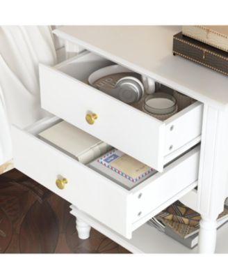 European style luxury white 2-drawer bedside table, bedroom nightstand, wooden end table