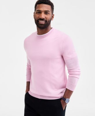 Men's Solid Crew Neck Merino Wool Blend Sweater, Created for Macy's 