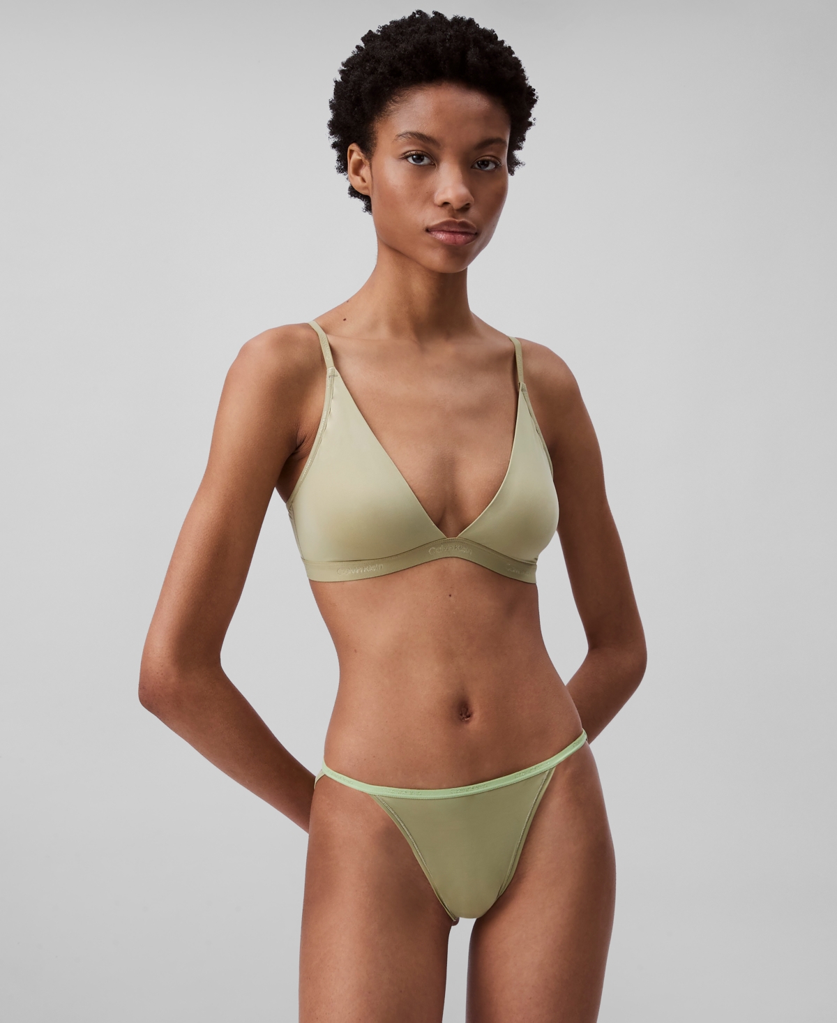 Calvin Klein Women's Ideal Micro String Bikini Underwear Qd5176 In Green