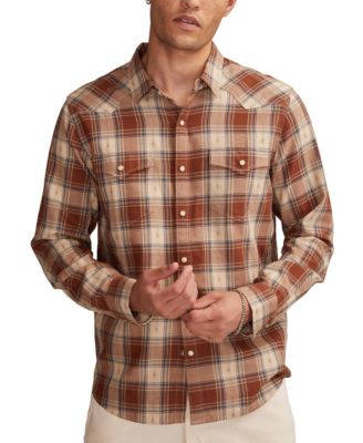 Lucky Brand - Men's Dobby Western Long Sleeve Snap-Front Plaid Shirt