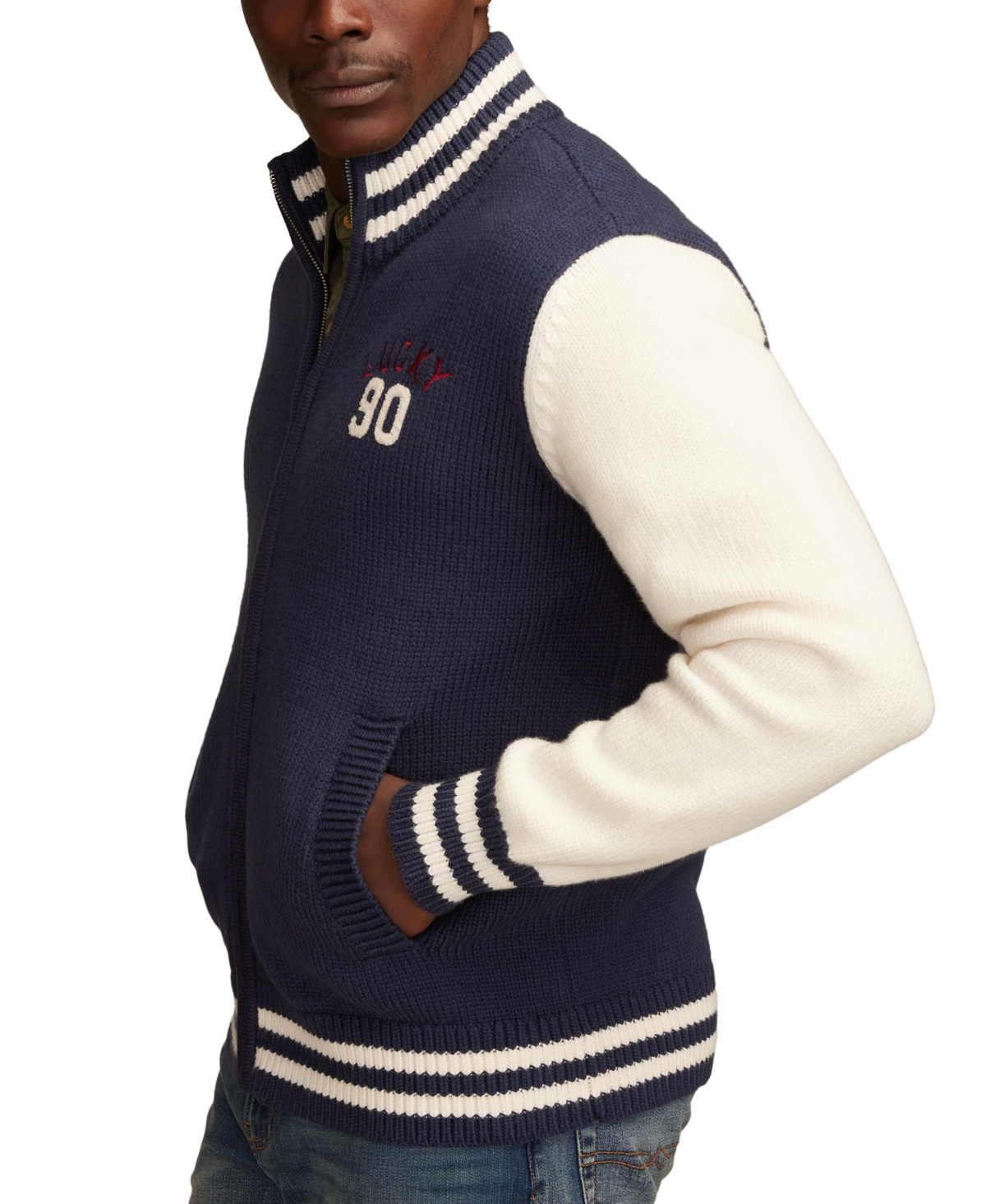 Lucky Brand Men's Zip Sweater Bomber