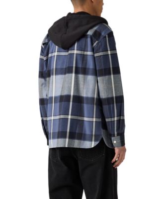 Men's Relaxed Fit Hooded Long Sleeve Button-Front Overshirt