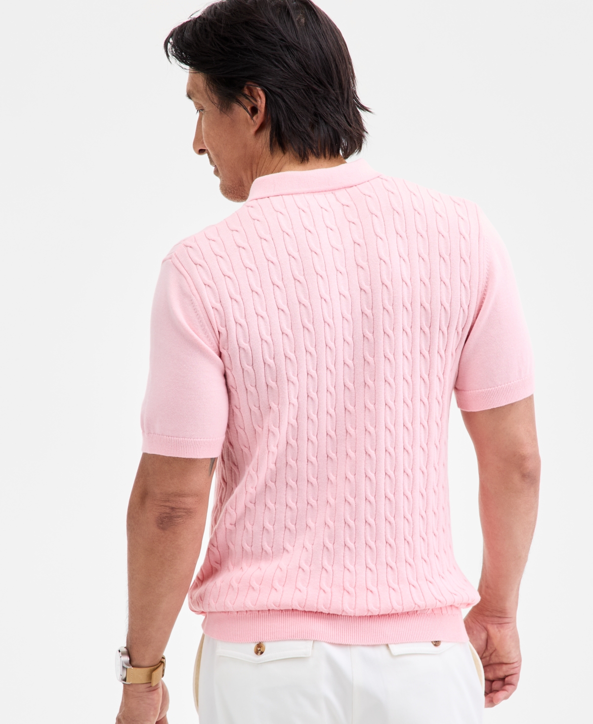 Club Room Men's Regular-fit Sweater-knit Polo Shirt, Created For Macy's In Pink