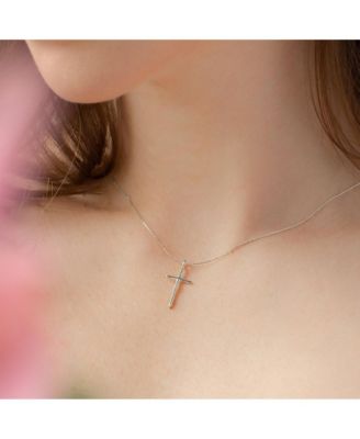 Sterling Silver 18k Gold Plated Ariel Cross Necklace & Mismatching Cross Earrings Set Holiday Gift Guide