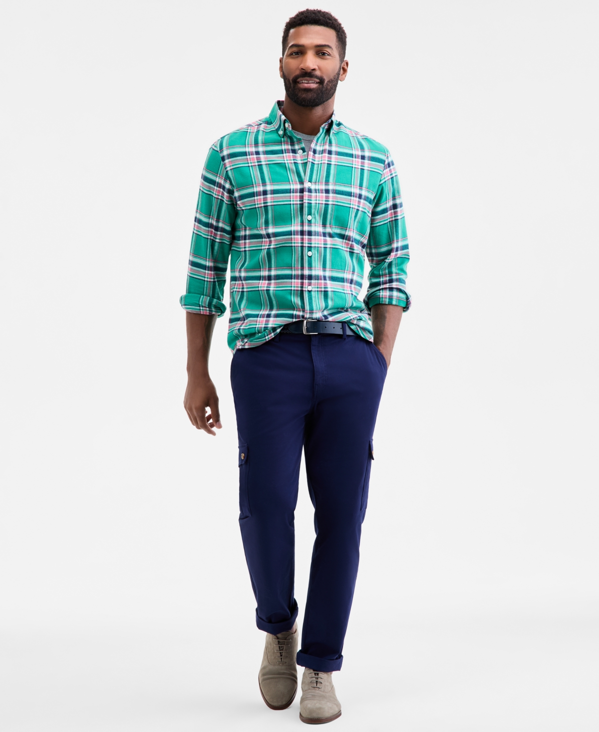 Club Room Men's Vine Plaid Button-down Flannel Shirt, Macy's Exclusive In Multi