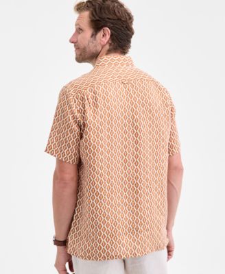 Men's Short-Sleeve Tonelle Geo-Print Linen Shirt, Macy's Exclusive