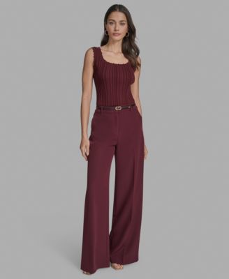 UNUSED レディース　BELTED WIDE PANTS Women's Pants Women's Split Thigh Belted Wide Leg Pants Pant