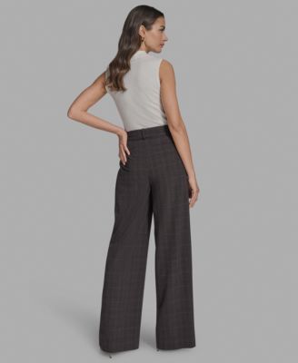 Women's Plaid Wide-Leg Trousers