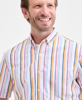 Men's Kara Stripe Short-Sleeve Button-Down Poplin Shirt, Macy's Exclusive
