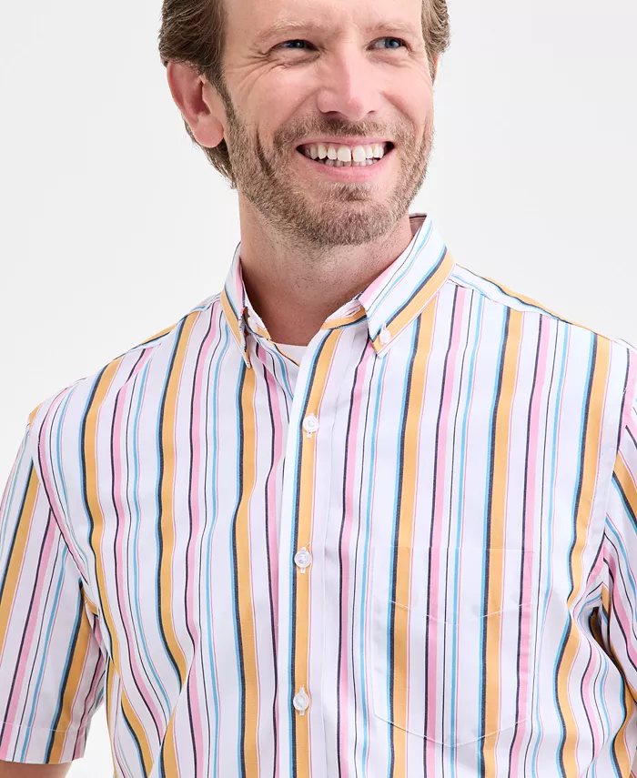 Men's Kara Stripe Short-Sleeve Button-Down Poplin Shirt - thumbnail 3