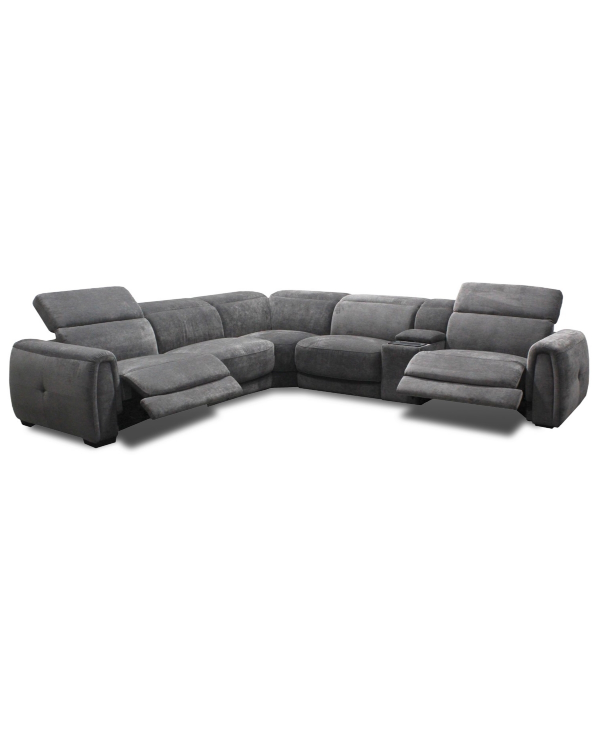 Macy's Brownell 6-pc. L-shape Sectional With 3 Power Motion Chairs & 1 Console, Exclusively At  In Gray