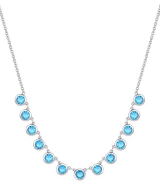 Amethyst Bezel 17" Collar Necklace in Sterling Silver (Also in Citrine & Blue Topaz)