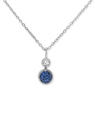Macy's - Tanzanite (1/2 ct. t.w.) & White Sapphire (1/10 ct. t.w.) Double Drop 18" Pendant Necklace in Sterling Silver