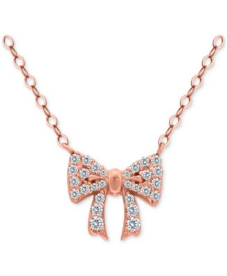 Giani Bernini - Cubic Zirconia Bow Pendant Necklace, 16" + 2" extender