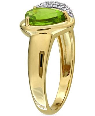Peridot (1-5/8 ct. t.w.) & Diamond (1/6ct t.w.) Heart Ring in 10k Yellow Gold