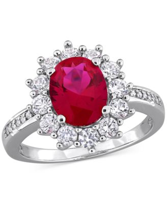 Gemstone & Diamond Accent Halo Ring in Sterling Silver