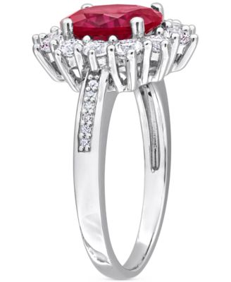 Gemstone & Diamond Accent Halo Ring in Sterling Silver