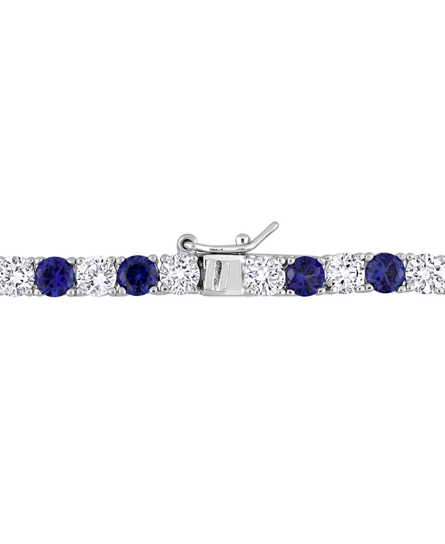Lab Created Blue Sapphire (16-5/8 ct. t.w.) & Lab Created White Sapphire (16-3/4 ct. t.w.) 17" Collar Necklace in Sterling Silver