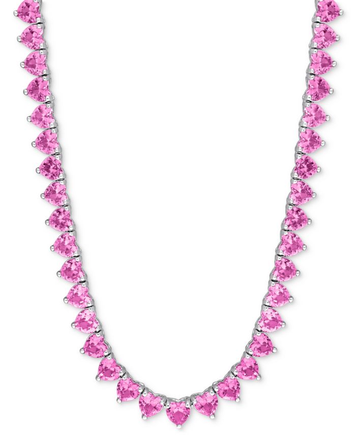 Lab-Created Gemstone 18" Collar Necklace in 18k Gold Plated Over Sterling