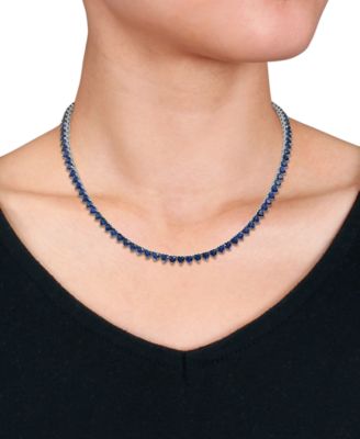 Lab-Created Gemstone 18" Collar Necklace in 18k Gold Plated Over Sterling Silver