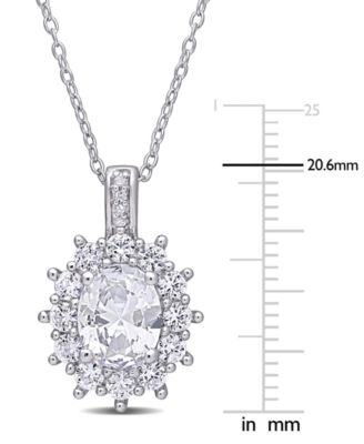 Gemstone & Diamond Accent Halo 18" Pendant Necklace in Sterling Silver