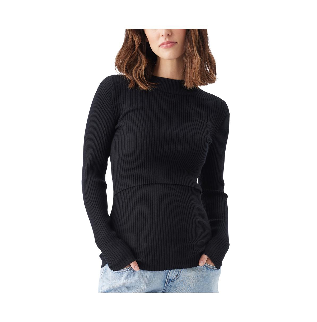 Maternity Ripe Lift Up Nursing Knit - Black