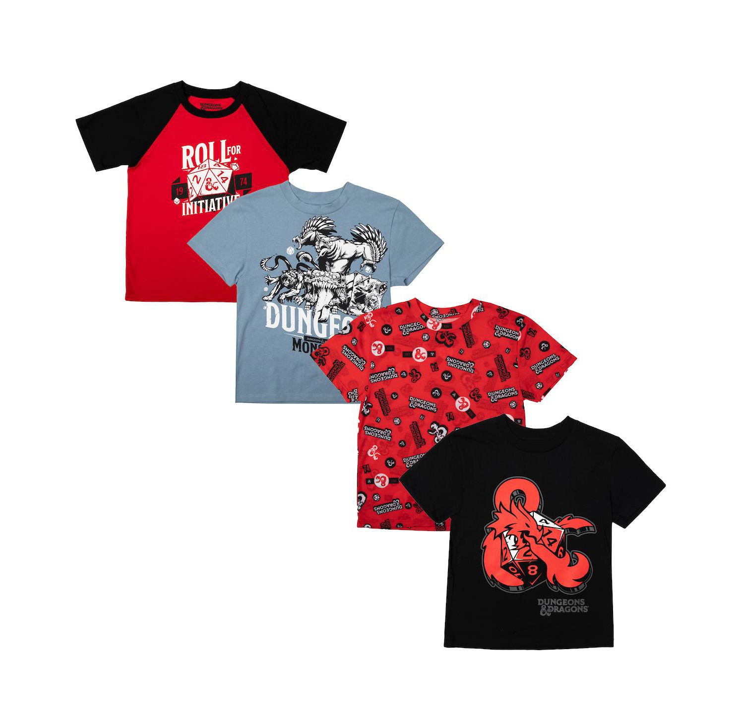 Dungeons and Dragons Youth Boys 4- Pack Tees-Large