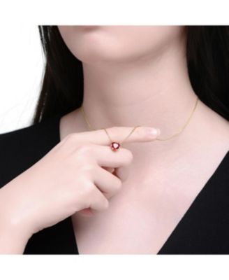 Heart-Shaped Colored Cubic Zirconia Solitaire Necklace