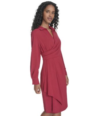 Women's Collared Long-Sleeve A-Line Dress