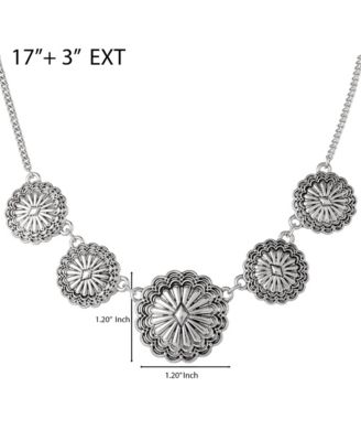 Statement Medallion Necklace in Antiqued Silver