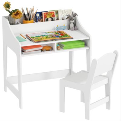 Kids Desk and Chair Set, Children Study Table with Chair,