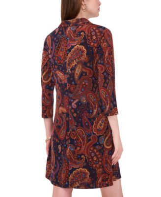 Petite Collared 3/4-Sleeve Jersey Shift Dress