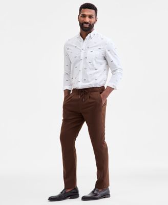 Men's Checked Plaid Pull-On Drawstring Trousers, Macy's Exclusive