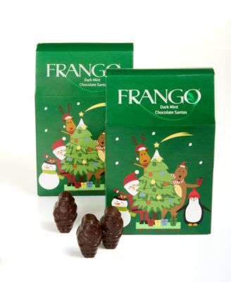 Frango Chocolates - Holiday Dark Mint Chocolate Santas, 2 Pack