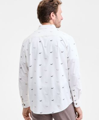 Men's Basset Hound Print Brushed Cotton Button-Down Shirt, Macy's Exclusive
