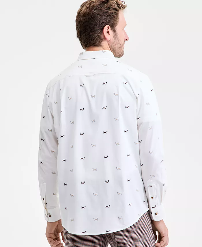 Men's Basset Hound Print Brushed Cotton Button-Down Shirt - thumbnail 4