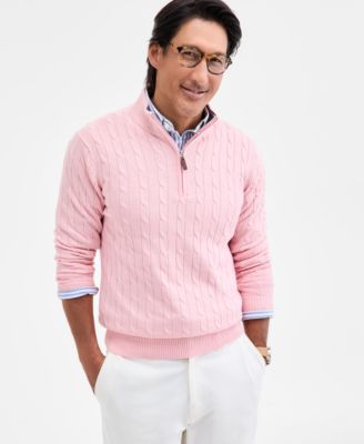 Club Room - Men's Cable-Knit Quarter-Zip Cotton Sweater