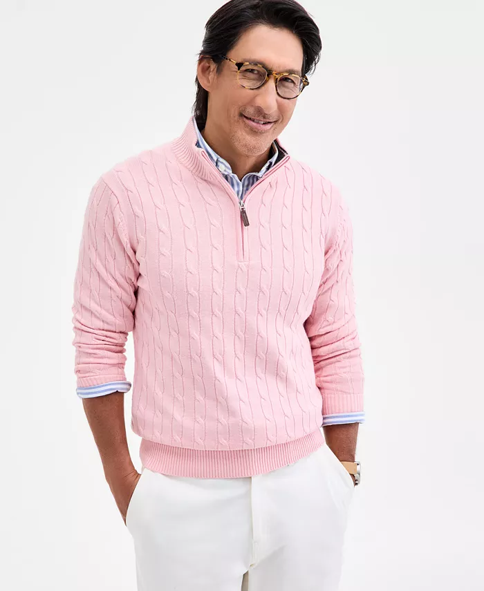 Men's Cable Knit Quarter-Zip Sweater - thumbnail 8