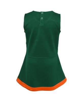 Girls Toddler 2-Piece Green Miami Hurricanes Cheer Captain Dress and Bloomers Set