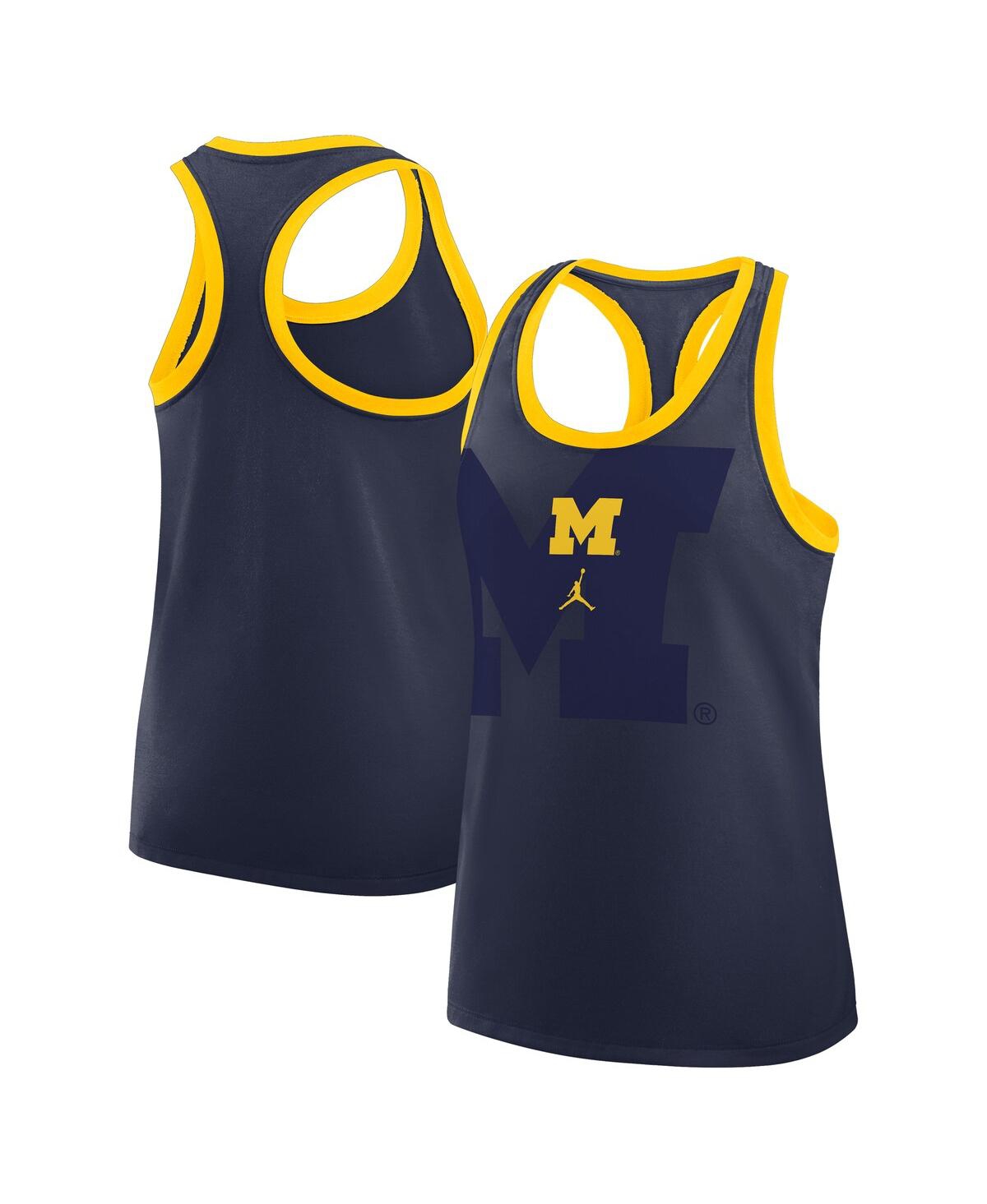 Jordan Women's Navy Michigan Wolverines Primetime Racerback Tri-blend Tank Top In Blue