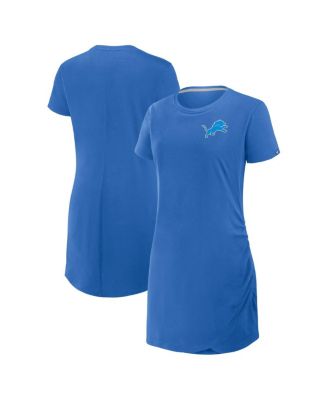 Fanatics - Women's Blue Detroit Lions Ruched Drape T-Shirt Dress