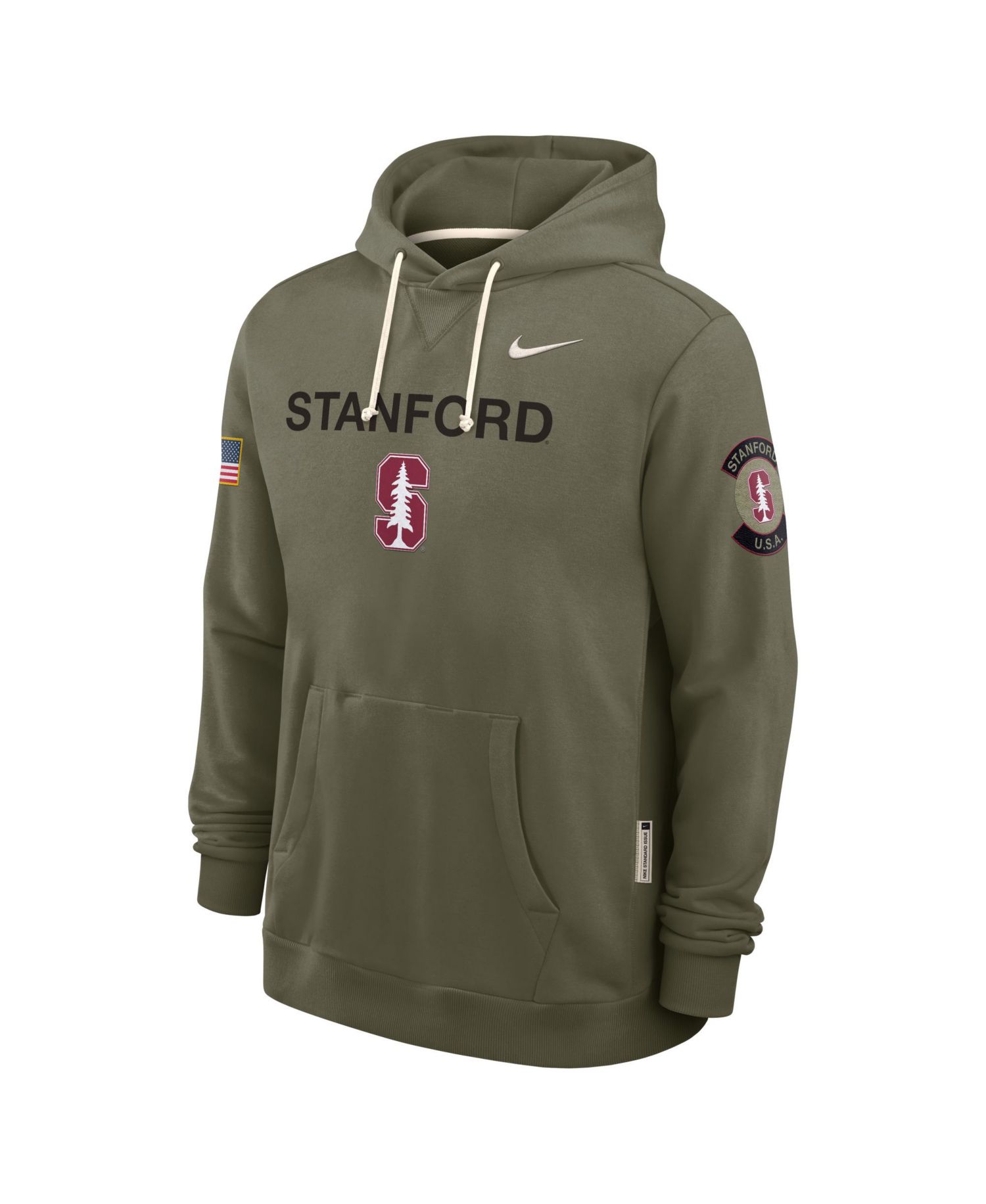 Men's Olive Stanford Cardinal 2025 Military Appreciation Performance Pullover Hoodie
